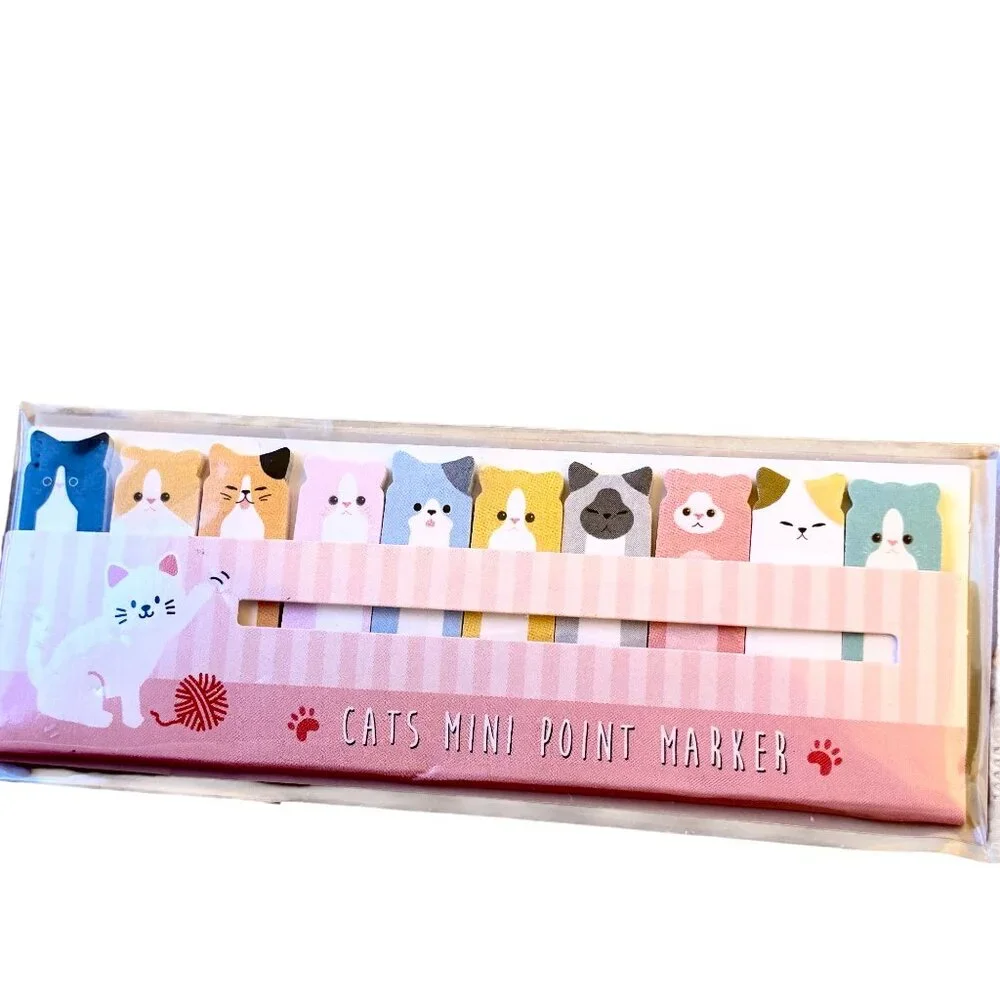 Cat Shape Sticky Note Flags Book Marker Memo from Japan 150 Sheets NEW